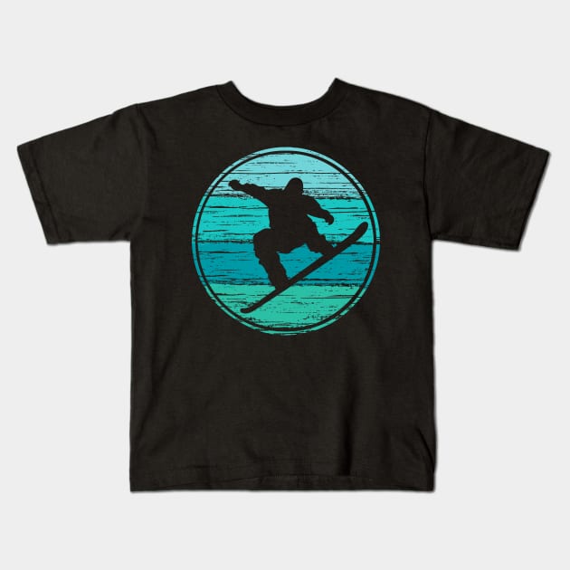 Retro Look Snowboarder, Snowboarding Motive Kids T-Shirt by MarkusShirts